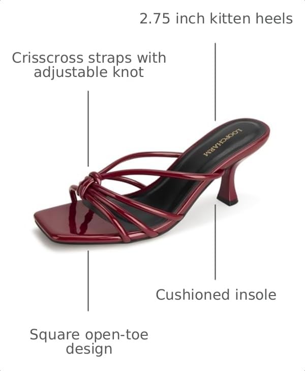 Image of Women's Strappy Square Open Toe Kitten Heels Sandals Knotted Design Summer Fashion Slip On Mule Style