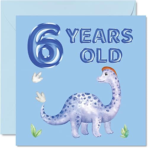 3rd Birthday Card - Dinosaur & Balloons - Happy Birthday Card 3 Year Old Boy, Boys Birthday Cards for Him, 145mm x 145mm Greeting Card for Son Nephew Grandson Kid Children