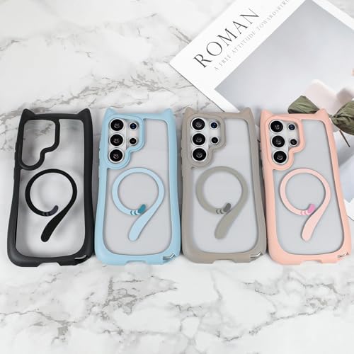 AIGOMARA Cute Case for Samsung Galaxy S26 Ultra Clear Case with 3D Cat Ears & Magnetic Tail Design for Women Girls [Compatible with MagSafe] Aesthetic Kawaii Drop Proof Protective Phone Cover, Blue by AIGOMARA - Used condition - Image 6