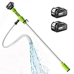 Taskstar Cordless Stick Transfer Pump for Water/Diesel, 5.6CM Filter OD, 2725 L/h Fast Drain, Battery Powered 60-Min Runtime, 5M Head Height for Basement, Pool, Pond, Rain Barrels, Boat, Aquarium, RV