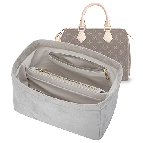 Lizhyy New Material Purse Organizer Insert Women's Handbag Organizers With Metal Zipper Bag Organizer Shaper Insert Bag In Bag For Speedy 30 Neverfull Mm (Large, Beige) (Large, Beige) #TOP26