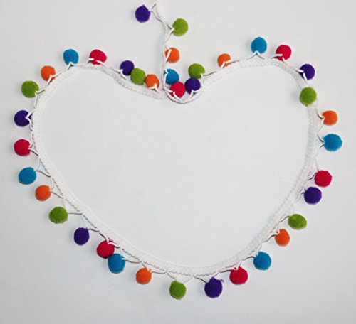 Sookoo 5 Yards Handmade Rainbow Pom Pom Ball Fringe Trim Ribbon Sewing Fabric Diy Craft #TOP2