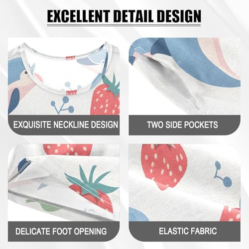 ALAZA Cute Dolphin Strawberry Pajamas Short Sleeve 2 Piece Sleepwear Top and Bottom Pajama Set Unisex4