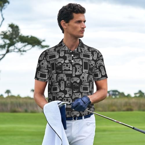 Video Game Controller Gadgets Men's Polo Shirt Quick Dry Short Sleeve Casual Golf T-Shirt Workout Polo Shirt3