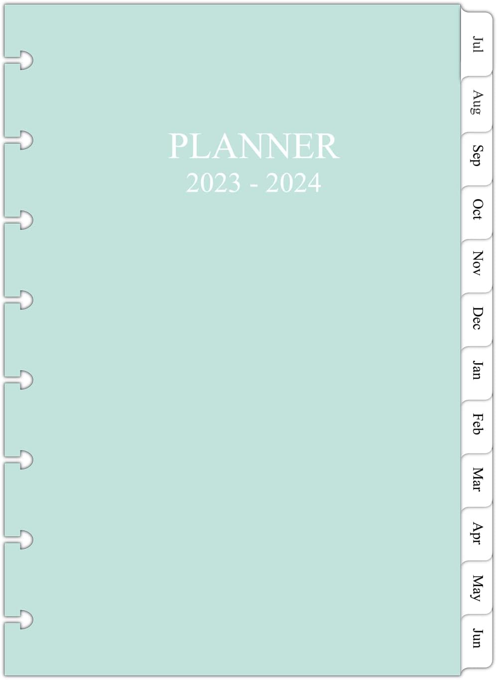 2023-2024 Weekly & Monthly Planner Refill for 8 Discbound Planners, Two Pages Per Week, Junior Size, 5-1/2"x8-1/2"