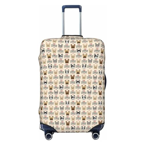 FBGHHTY Copertura universale per valigia, con stampa di bulldog francese, elastica, lavabile, estensibile, Nero , L, Bagaglio a mano