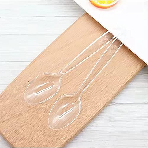 200 Count Clear Plastic Spoons, Heavy Weight Disposable Spoons Cutlery Plastic Utensils, Clear Plastic Silverware Bulk #TOP2
