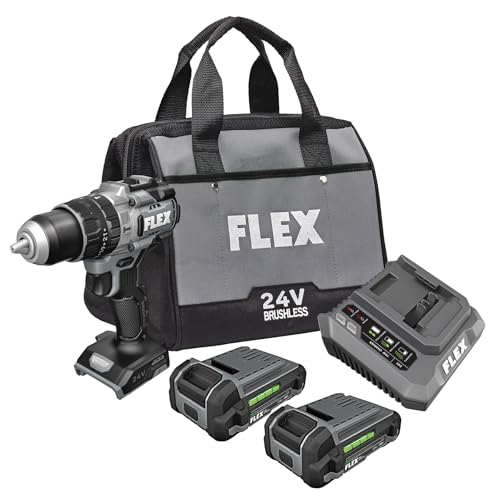 Image of FLEX 24V Brushless Cordless 1 /2-Inch 1,000 In-Lbs Torque 2-Speed Hammer Drill Kit with (2) 2.5Ah Lithium Batteries and 160W Fast Charger - FX1252-2A