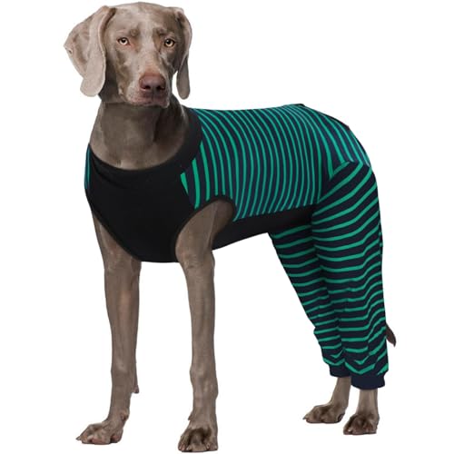 Image of Kuoser Dog Recovery Suit with Anti Licking Rear Leg Sleeve, Green 3XL | Abdominal Dog Surgical Suit with Pants Cover Protect Wounds, Dogs Elbow Protector Soft Pet Surgery Onesie Cone Alternative