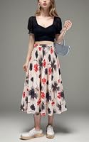 comefohome Rock Damen Sommer Midi Lang Röcke Hohe Taille Faltenrock Mädchen Sommerrock FL-ROT Skirt L – Ansicht 3