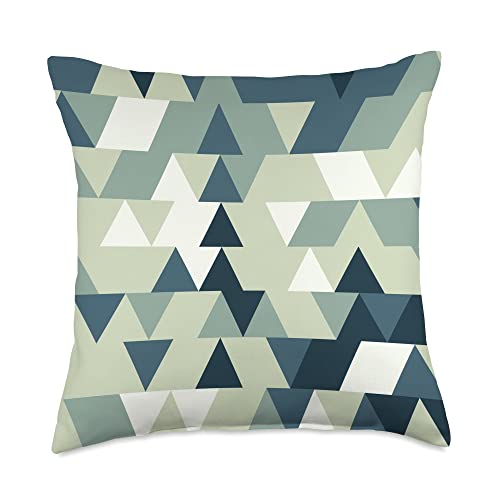 Geometric Triangle Pattern Green Repeat Shape Design Throw Pillow