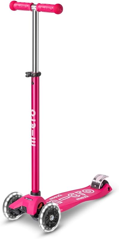 Kickboard | Maxi LED Kids Scooter for Ages 5-12 | Children up to 110 lbs | 3 Wheel Lean-to-Steer Design | Adjustable T Bar | Smooth Ride, Motion Activated PU LED Wheels | Swiss Design