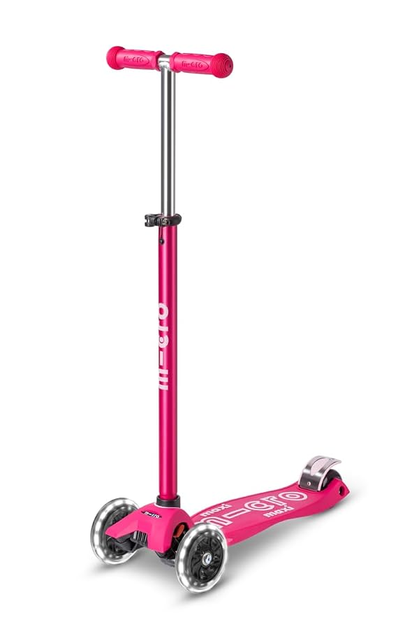 Micro Kickboard | Maxi LED Kids Scooter for Ages 5-12 | Children up to 110 lbs | 3 Wheel Lean-to-Steer Design | Adjustable T Bar | Smooth Ride, Motion Activated PU LED Wheels | Swiss Design by Micro - Used condition - US$142.08