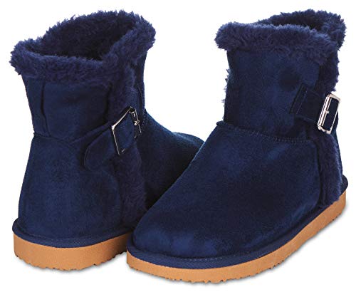 Floopi Warm Winter Boots for Women- Classic Mid-Calf Cut, Eco-Friendly Suede Exterior, Faux Fur- Plush Interior- Anti-Skid Flat Sole, Casual Everyday Wear