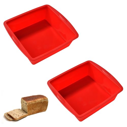 Set of 2 Square Silicone Cake Moulds for Baking, Non-Stick Square Cake Pan for Cheesecake, Bread, and Chocolate Pie, Durable Food-Grade Silicone Bakeware