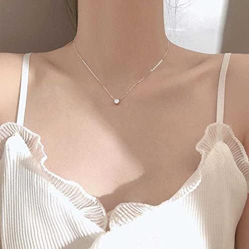 Image of Women's Silver Plated Zirconia Pendant Necklace With Cable Chain, Pendant Necklace, Zircon Pendant, Cubic Zirconia Necklace, Stylish Chain Necklace, Special Gifts, O Chain Necklace(Silver)