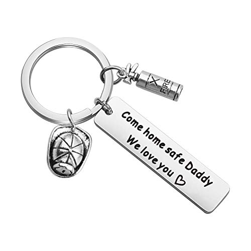 Lywjyb Birdgot Firefighter Keychain Fire Hat Fireman’s Helmet Keychain Come Home Safe Daddy We Love You Fireman Fire Police Gifts For Father Dad Gift From Daughter Son (Firefighter) #TOP5
