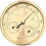 Monitor de clima analógico de 130 mm con sensores duales para visualización de temperatura de humedad y presión barométrica