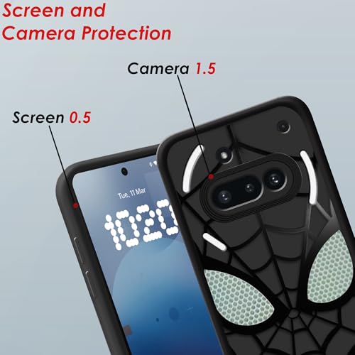 Image of Stylish Spider Back Case Cover Compatible for Nothing Phone 3A 5G | Spidey Face Mask Case | Soft Silicone | Camera & Full Body Protection | Shock Proof | (Black)