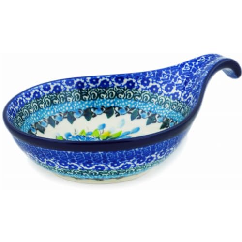 Authentic Polish Pottery Condiment Dish Signature UNIKAT in Buquet Azul Design Handmade in Boles?awiec Poland by Ceramika Artystyczna + Certificate of Authenticity