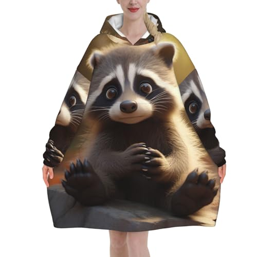 Plaid raton laveur chaud et épais, couverture géante adulte pour l'hiver