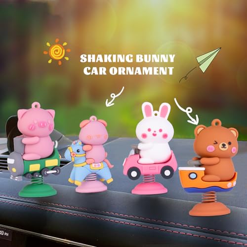 Image of Shaking Bunny Car Dashboard Ornament, 2 Pack Cute Rabbit Car Accessories Dashboard Decorations Car Decor for Car Interior Home Office Desk Ornaments Gifts(T4), JJ029T