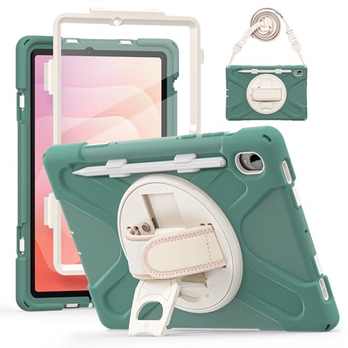 Coque Samsung Galaxy Tab S11 avec protège-écran et dragonne verte