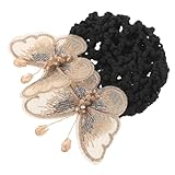 TOVINANNA Tocado De Redecilla Para Moño Accesorio Pelo De Redecilla Con Decoración De Mariposas Para Mujer y Niña Para Eventos De Ballet y Gimnasia Ritmica