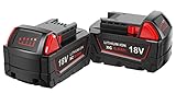 New Replacement Milwaukee M18 Battery Pack High Output 6.0Ah 18V for Milwaukee M18 Batteries Lithium 48-11-1862 48-11-1852 48-11-1850 48-11-1840 48-11-1822 48-11-1828 48-11-1815 Battery Pack (2-Pack)
