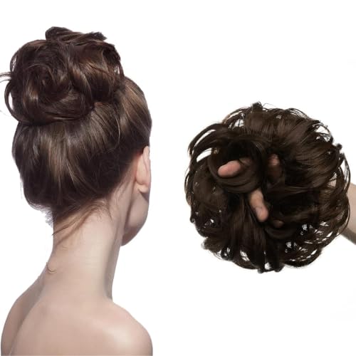 Image of TEMPERIA Hair Accessories For Women Stylish - Juda Hair Buns - Messy Bun Hair Extension - Artificial Fake Donuts Maker Scrunchies - With Elastic Rubber band - Natural Brown - 1 Pc - (25GR)