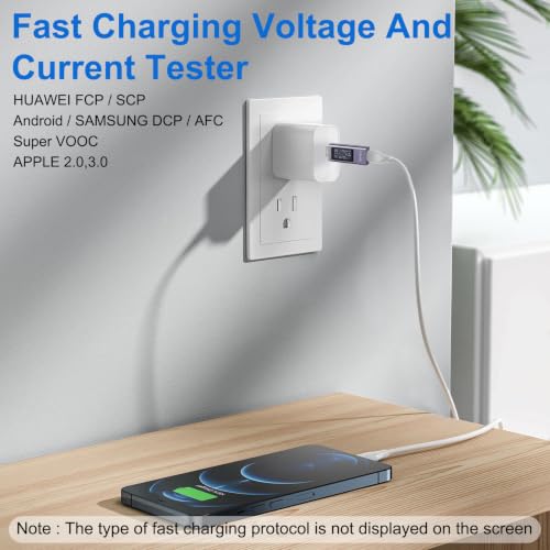 Image of USB C Tester Power Meter Digital Multimeter 4-30V 0-12A LCD Display Type C Voltage Current Tester Monitor, Working Time Ammeter Voltmeter USB Cable Charger Detector, Power Bank Capacity Detector
