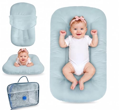 Image of Baby Lounger 0-24 Months Newborn Infant Cotton Floor Seats Support Cushion (Blue) | baby shower gifts