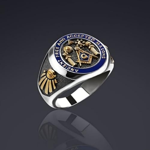 Ancient Free Accepted Scottish Rite Masonic Ring for Men, Titanium Steel Two-Tone AASR Freemason Jewelry3