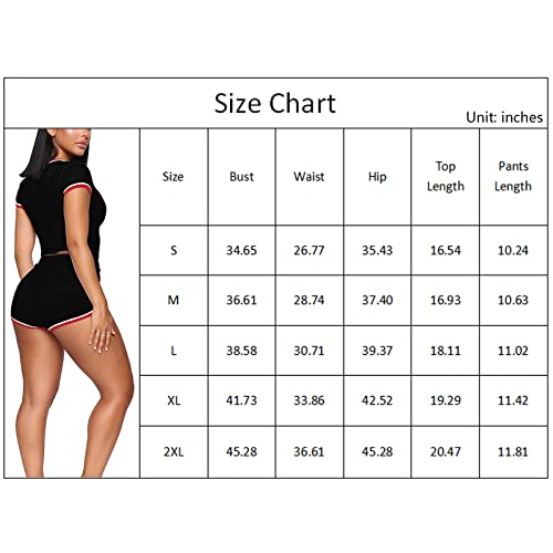 2 Piece Outfits For Women Summer Casual Short Sleeve Crop Tops Yoga Running Shorts Set Crew Neck Active Sweatsuits Black Xl #TOP4