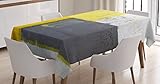 Ambesonne Grey and Yellow Tablecloth, Street Art Modern Grunge Abstract Design Squares, Rectangular...