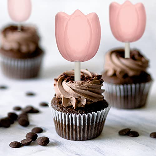 Cybrtrayd Chocolate Candy Mold – Tulip Lolly – 3 Cavities 2-1/4” X 3-3/4” X 5/8” – For Candy, Cookies, Chocolate, Soap & Plaster – Includes Instructions #TOP4