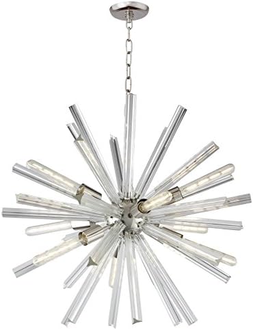 AA Warehousing LZ3224-9NC 9 Light Sputnik Chandelier in Polished Nickel Finish, Silver