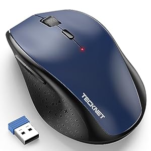 TECKNET 2.4G Wireless Mouse for Laptop, 4800 DPI Optical Computer Mice with 6 Adjustable Levels, 30 Months Long Battery Life Cordless USB Silent Mouse for Notebook, PC, Office Home Work (Blue)
