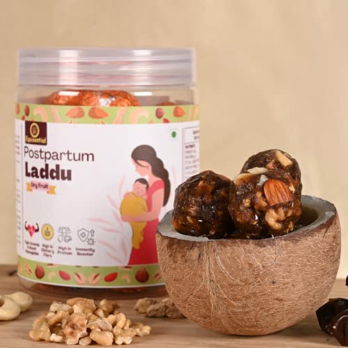 Equisential – Post Pregnancy Dry Fruit Laddu | Helps Postpartum Recovery | Mix of Essential Dry Fruits in Dates (Khajuur) | After Delivery Food For Mother | Post Natal Diet Laddoos | 250GM |