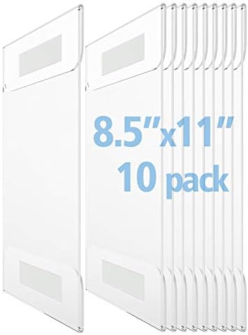 OfficeMajor Acrylic Sign Holder 8.5x11 - Wall Mount Sign Holder with 3M Tape Adhesive Office Door Sign Plastic Frame Wall Sign Holder Clear Wall Mount Frame (Box of 10)