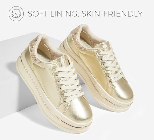 LUCKY STEP Women's Chunky Fashion Sneakers High Platform Rhinestone Butterfly Casual Faux Leather Durable Walking Tennis Shoes3