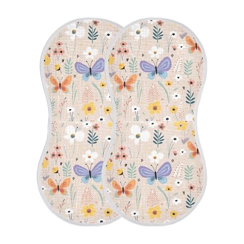 xigua Butterfly Flowers Baby Burp Cloths for Newborn Boys and Girls 1 Pack, Soft & Absorbent Cotton Baby Burp Cloth, Baby Washcloths, Newborn Towel, Burp Rags2