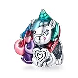 Manhe Charms Animal Charm Sterling Silver Horse Dog Flamingo Unicorn Charms for Pandora Bracelet (Po
