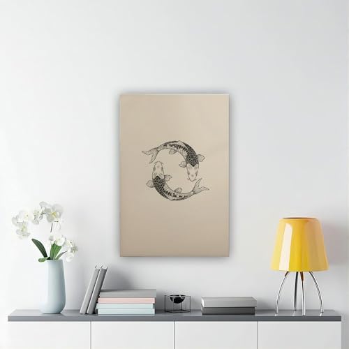 Toile decoration Japandi carpe koi affiche de qualite 30x45 cm