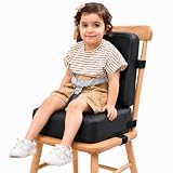 HOMEAL Booster Seat for Kitchen Chair - Toddler Booster Seat for Dining Table - Dining Seat with Adjustable Straps - Non-Slip Base & Breathable Fabric - Dark Gray