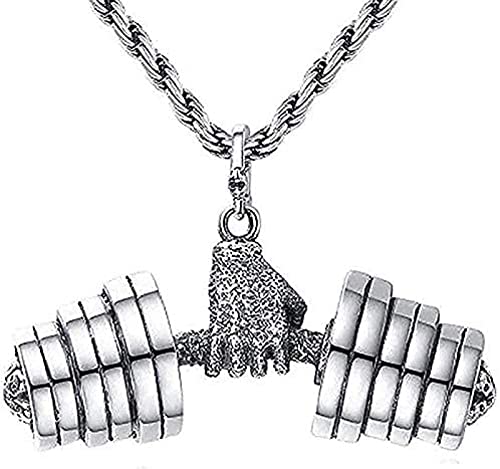 Pendentif homme haltère en argent S925 style rétro punk unique