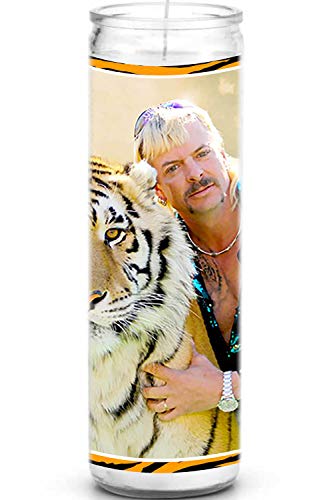 Joe Exotic Tiger King Celebrity Prayer Candle - Funny Saint Candle - 8 inch Glass Prayer Votive - 100% Handmade in USA - Funny Celebrity Novelty Gift