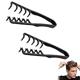 2 Packs Texture Comb - Wide & Fine-Tooth Volumizing Hair Styling Tool, Anti-Frizz Fluffy Hairbrush for Men & Women, Suitable for All Hair Types (Black)