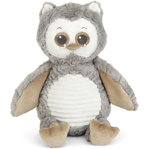 Image of Bearington Baby Owlie Hugs-A-Lot Plush Stuffed Animal Gray Owl, 14"