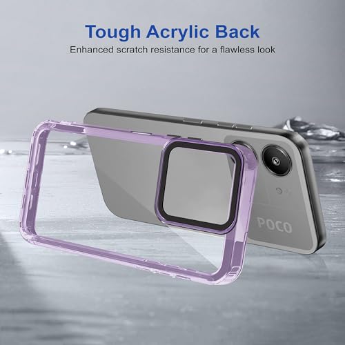 Image of Zapcase Back Case Cover for Poco C65 | Compatible for Poco C65 Back Cover | Case Cover with Camera Protection | (TPU + PC | Translucent Purple)